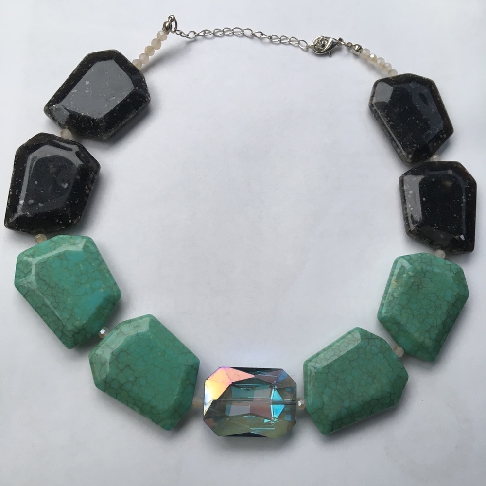 Turquoise and dark grey necklace